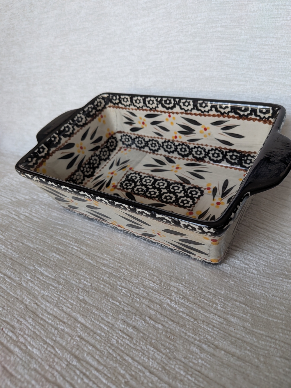 Presentable Ovenware By Tara Ceramic Baking Dish in Old World Black Hand Painted
